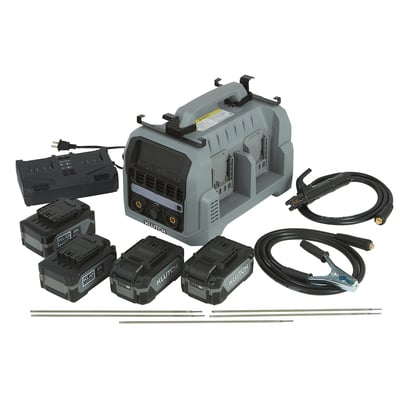 Klutch Cordless Welder Kit, KLiQ 20V, 200 Amps, 4-Pack 8.0Ah Batteries, Dual-Port Charger