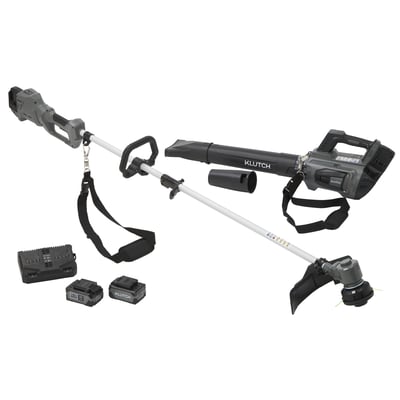 Klutch Dual-Battery String Trimmer and Leaf Blower Kit, KLiQ 20V, 600 CFM, Brushless, Cordless, 4.0Ah