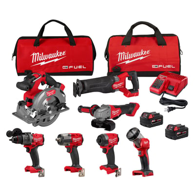 Milwaukee M18 FUEL 7-Tool Combo Kit, Chuck Size 1/4in., Drive Size 1/4in., Model# 3697-27