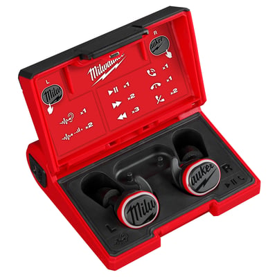 Milwaukee REDLITHIUM USB Bluetooth Jobsite Earbuds, Noise Reduction Rating 9dB, Model# 2191-21