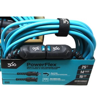 360 PowerFlex 25 ft Heavy Duty Extension Cord, 14/3 Gauge, Dual Lighted Ends, Cold?Weather Flexible, Water & Flame Resistant – Model 3E079125AQG6NA