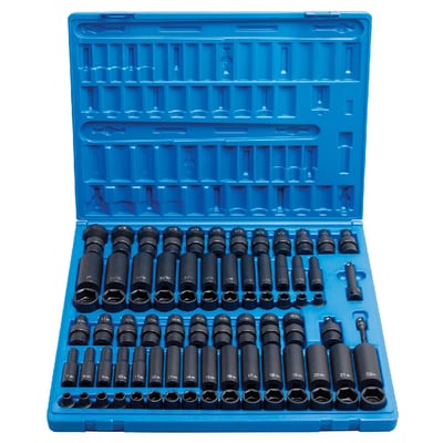 Grey Pneumatic Complete Impact Socket Set — 3/8in. Drive, 81 Pcs, Chrome-Molybdenum Steel, Model# GRE1281