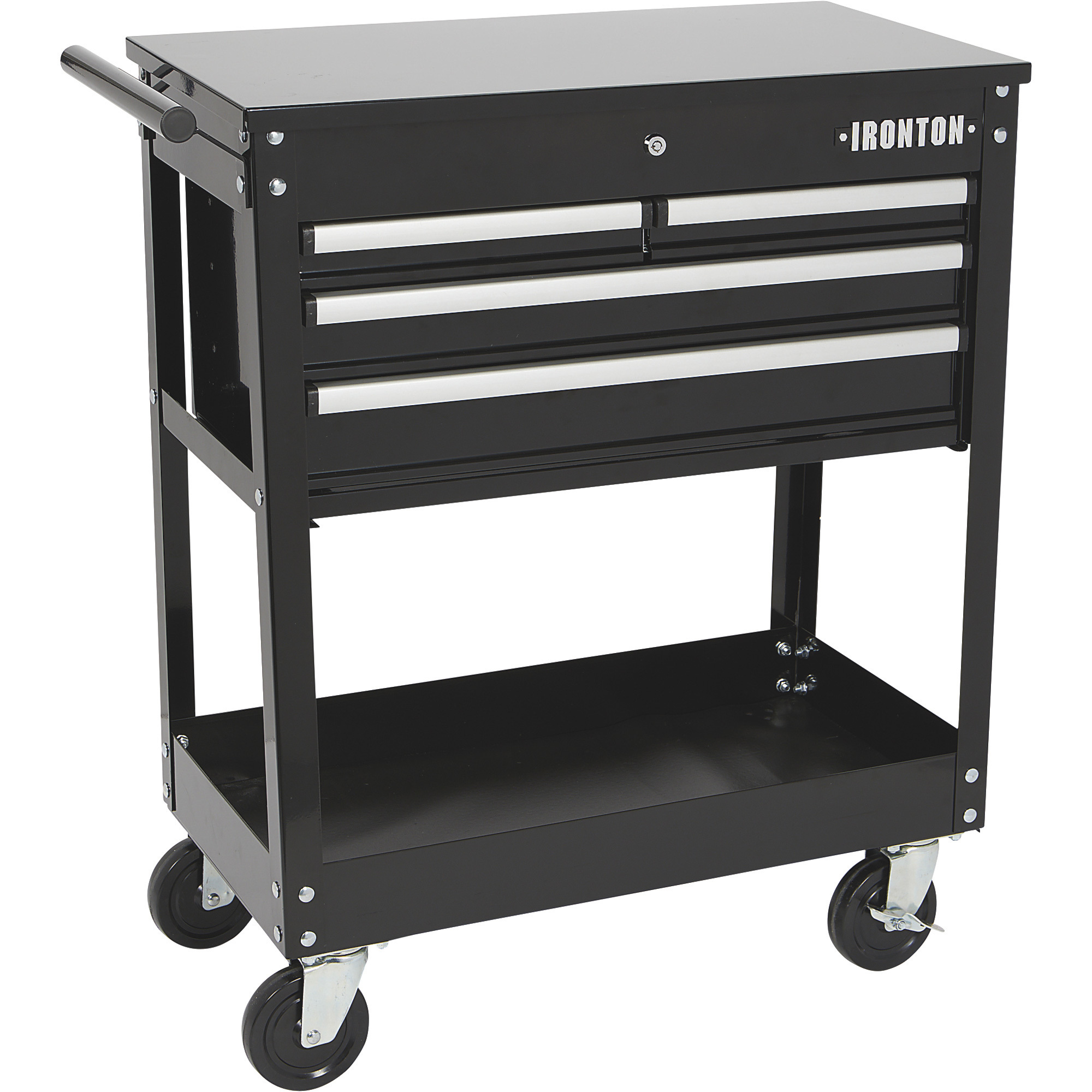 Ironton 4-Drawer Tool Cart, 30in.W, 33-7/8in.L x 17-5/8in.W x 39-1/8in.H, 500-Lb. Capacity