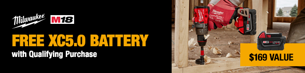 Milwaukee Free XC5.0 Battery with qualifying purchase, $169 value