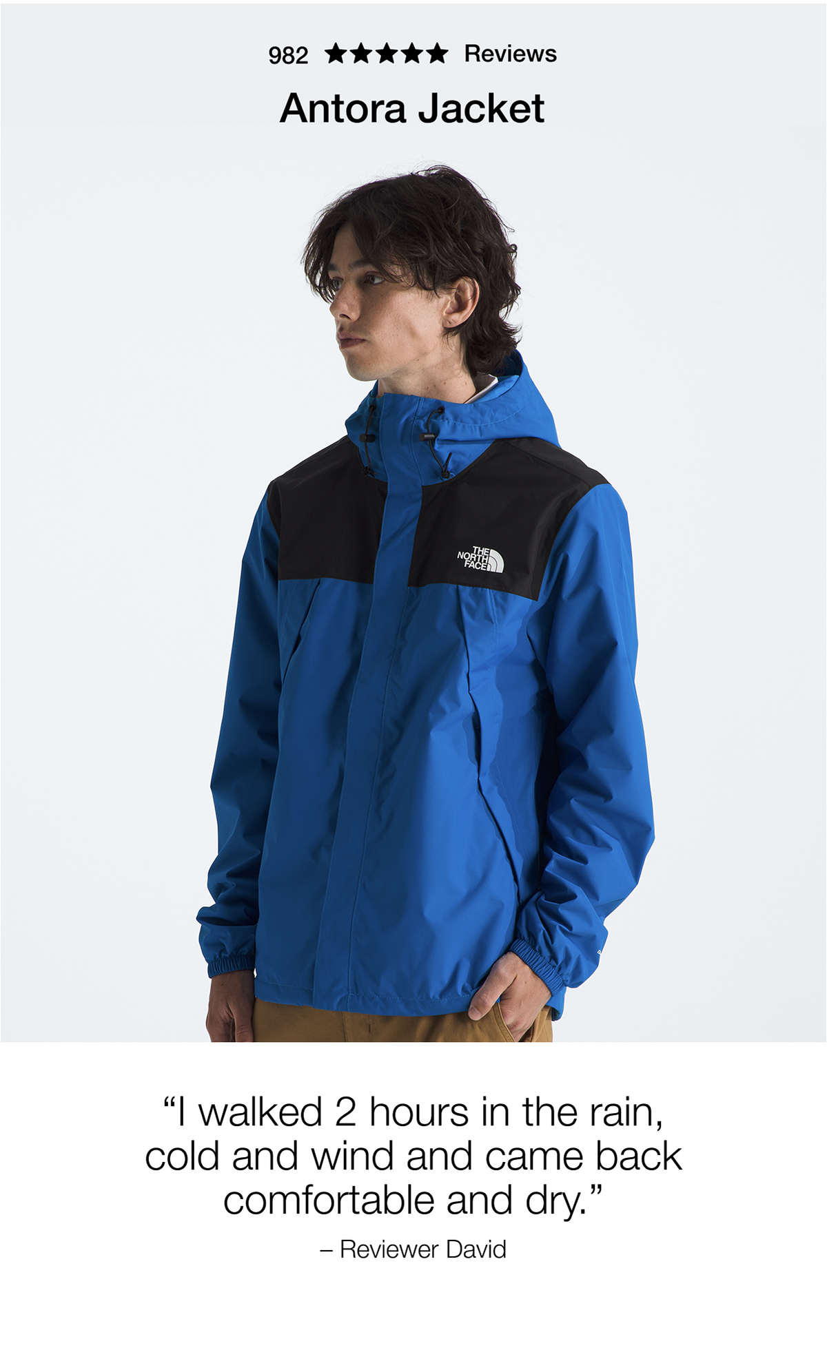 Antora Jacket "I walked 2 hours in the rain, cold and wind and came back comfortable and dry." - Reviewer David