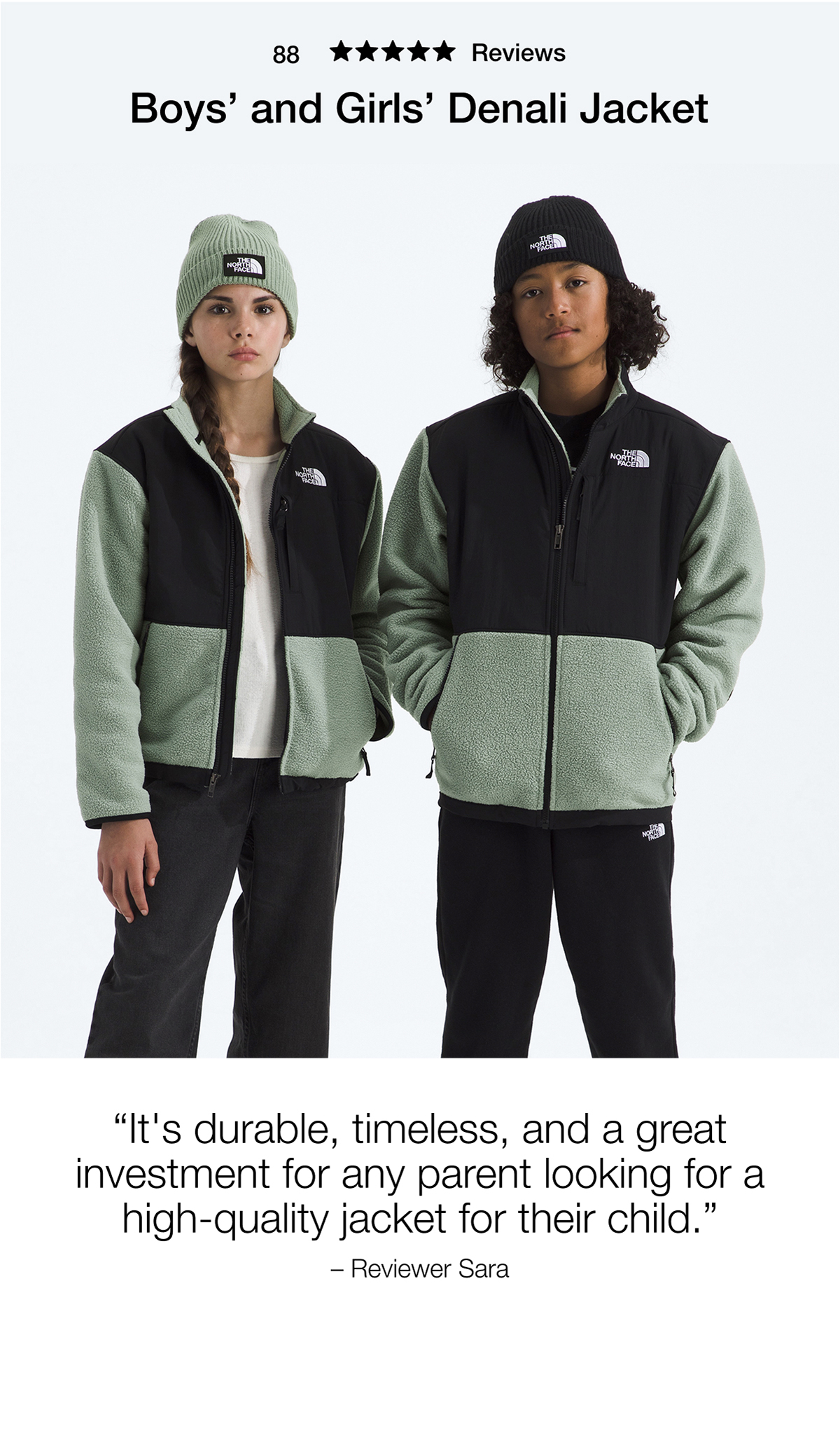 Boys' and Girls' Denali Jacket "It's durable, timeless, and a great investment for any parent looking for a high-quality jacket for their child." - Reviewer Sara