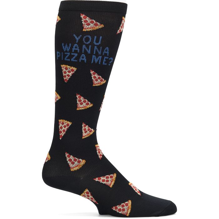 Shop Men's Compression Socks in black with pizzas