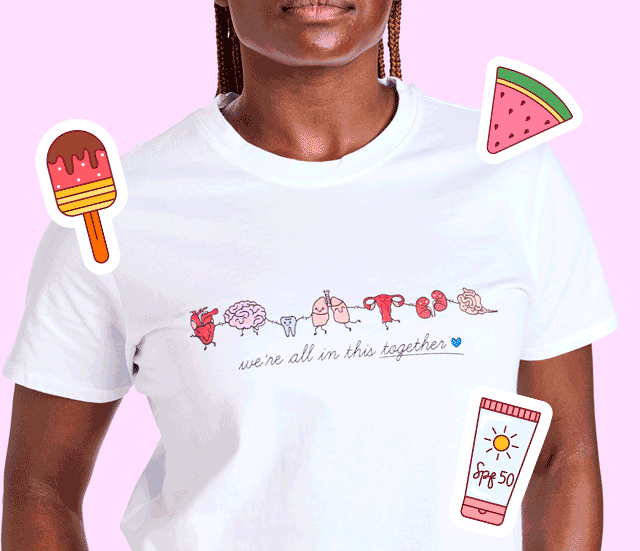 A gif of a a woman wearing three different styles of the Women's Nurse Graphic T-Shirt in white. Shop women's apparel and protective gear.