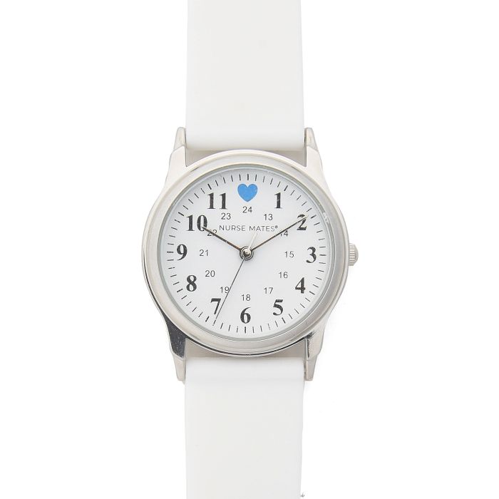 Shop blue heart silicone watch in white