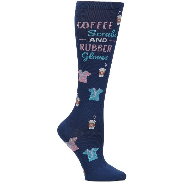 Shop Compression socks in blue coffee/scrubs style