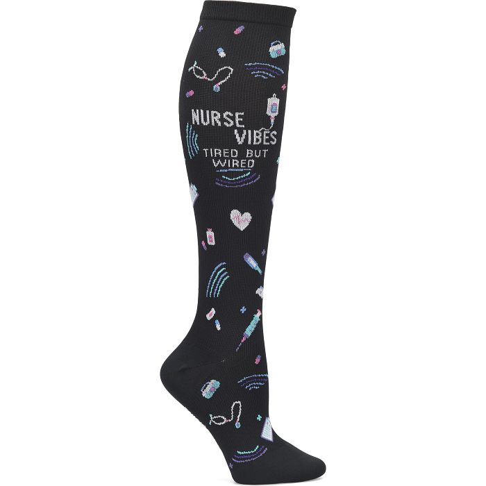 Shop Wide calf compression socks in nurse vibes black