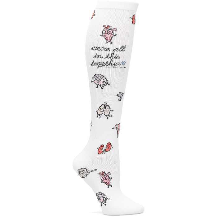 Shop compression socks in organ party white
