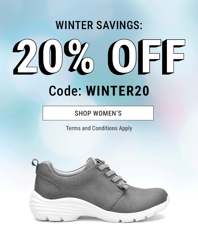 Winter savings: 20% Off. Code: winter20. Shop women's. Terms and conditions apply. Gif of three featured items on Nurse Mates.