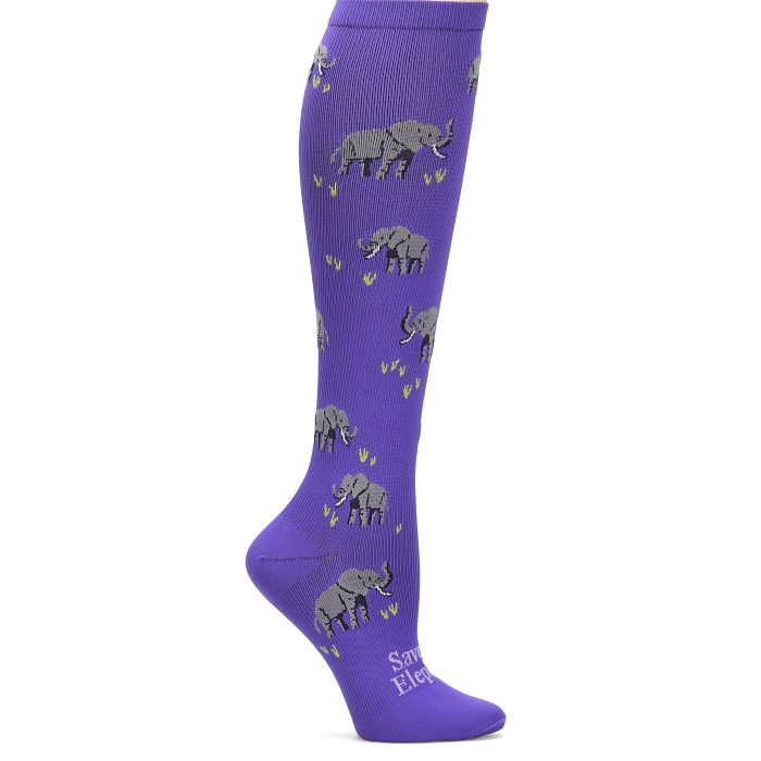 Shop endangered species compression socks in elephants purple