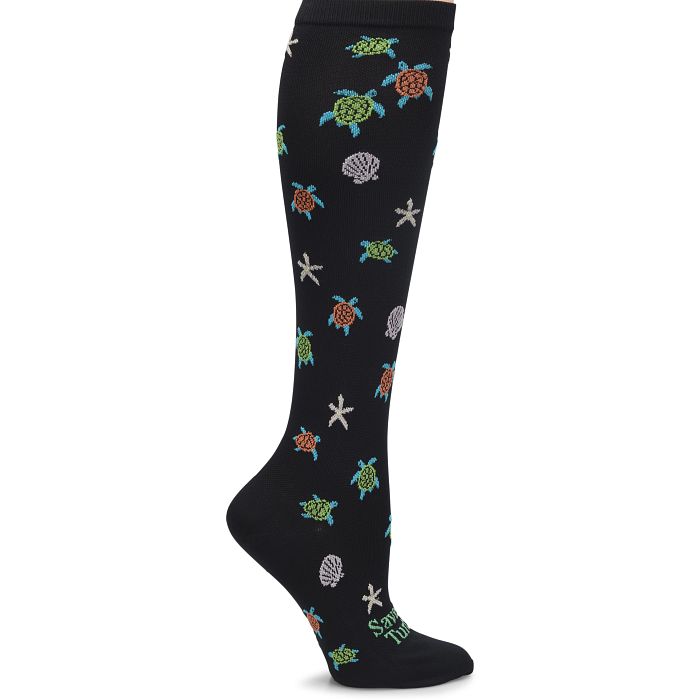 Shop endangered species wide calf compression socks in turtles black