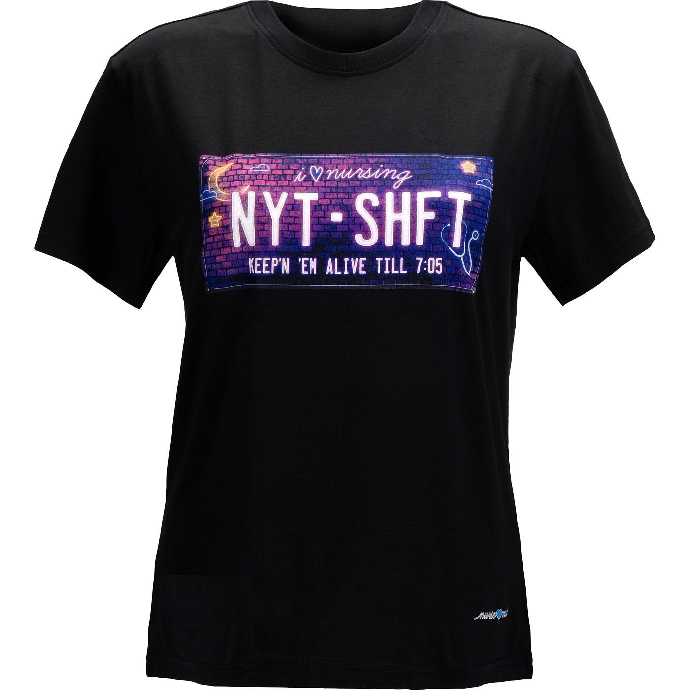 Shop women's nurse graphic t-shirt in black nyt shift.