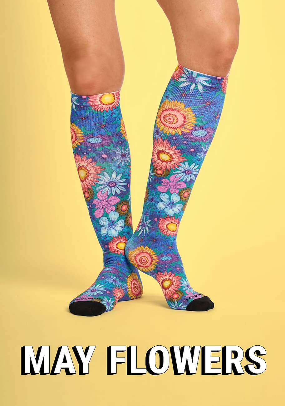 May Flowers. Compression Socks 360 in Botanical Gardens (floral pattern).