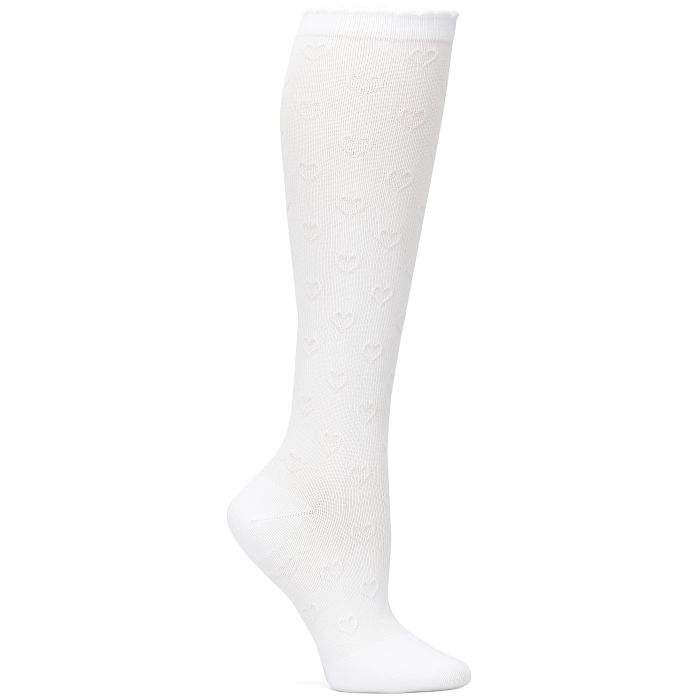 Shop the scalloped heart compression socks in white