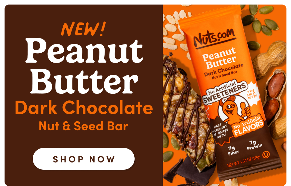 NEW! Peanut Butter Dark Chocolate Nut & Seed Bar; Shop now