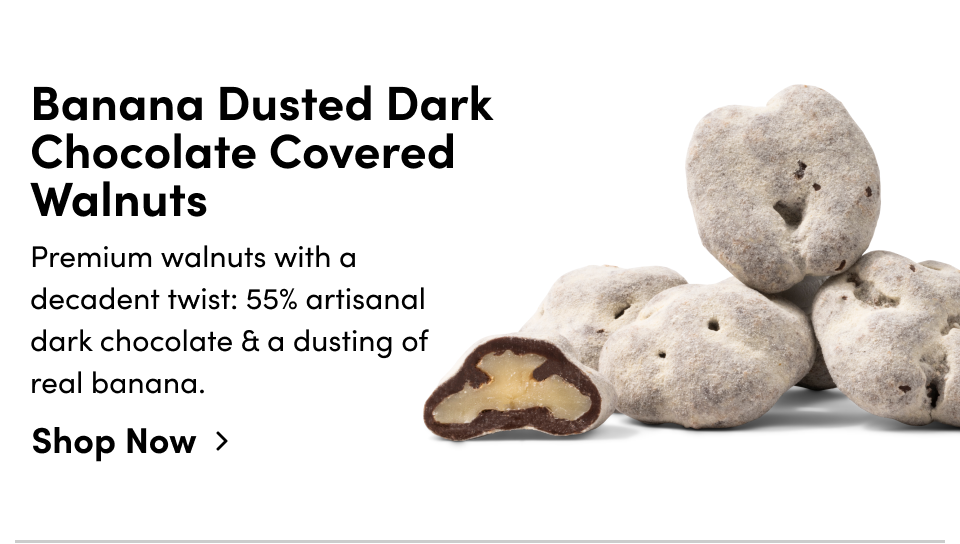 Banana Dusted Dark Chocolate Covered Walnuts