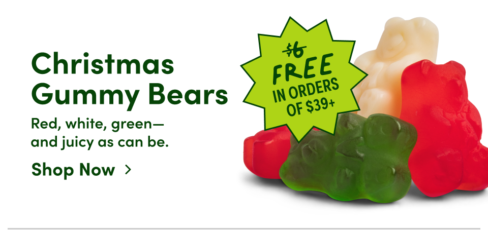 Christmas Gummy Bears: Red, White, Green – and juicy as can be; Shop now