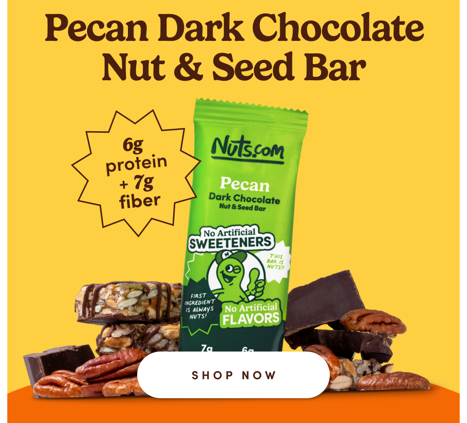 Pecan Dark Chocolate Nut & Seed Bar; Shop now