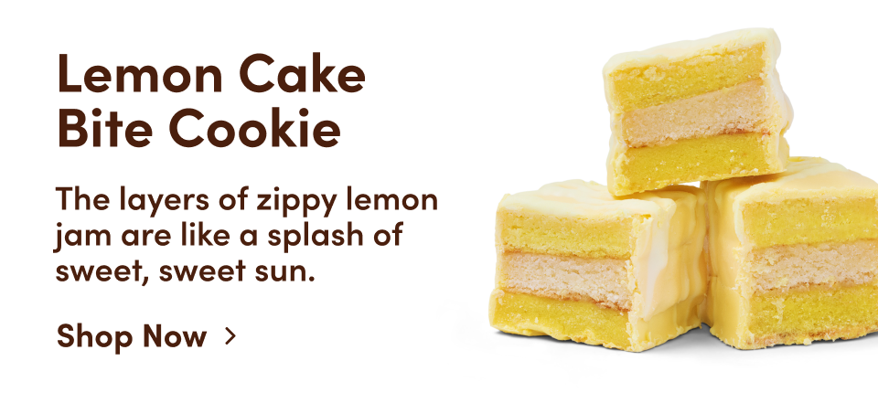 Lemon Cake Bite Cookie: The layers of zippy lemon jam are like a splash of sweet, sweet sun. Shop Now.