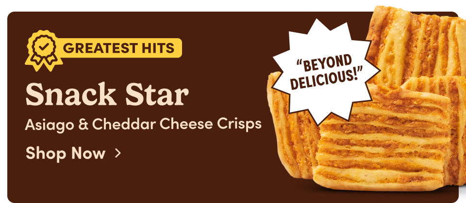 Snack Star. Asiago & Cheddar Cheese Crisps