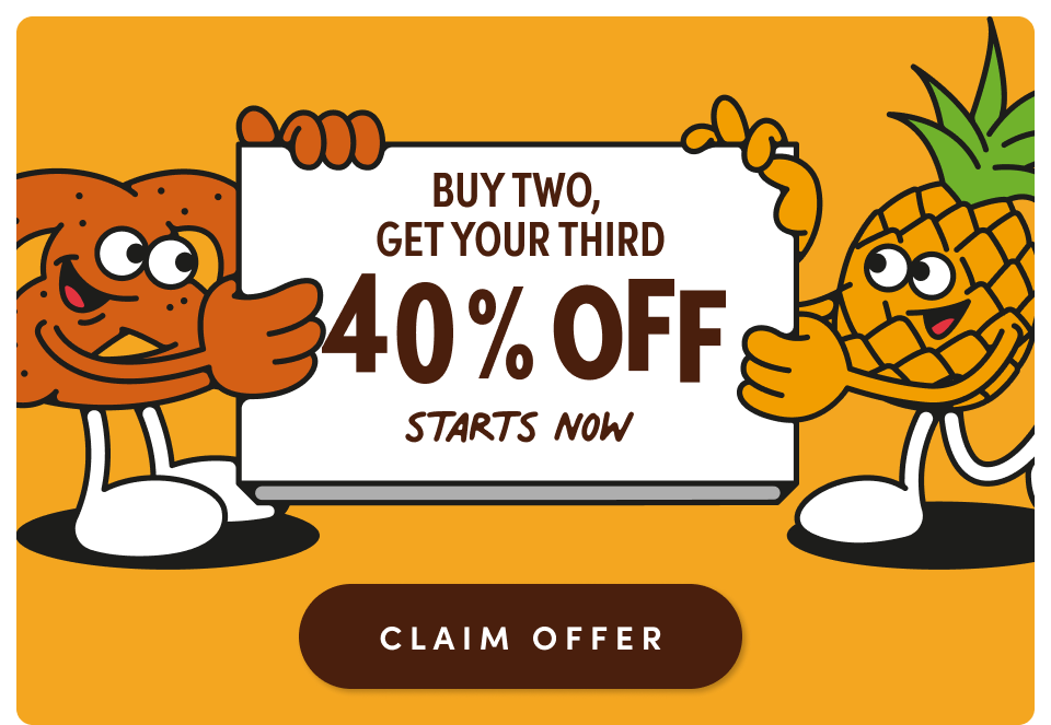 Buy two, get your third 40% off. Starts now.