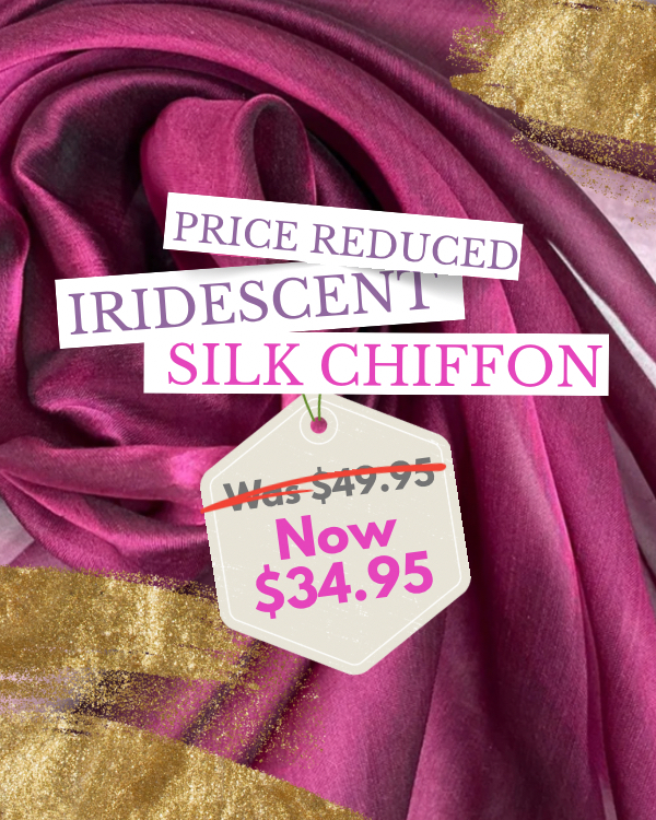 Price Reduced: Iridescent Silk Chiffon Now $34.95/Yard (Was $49.95)