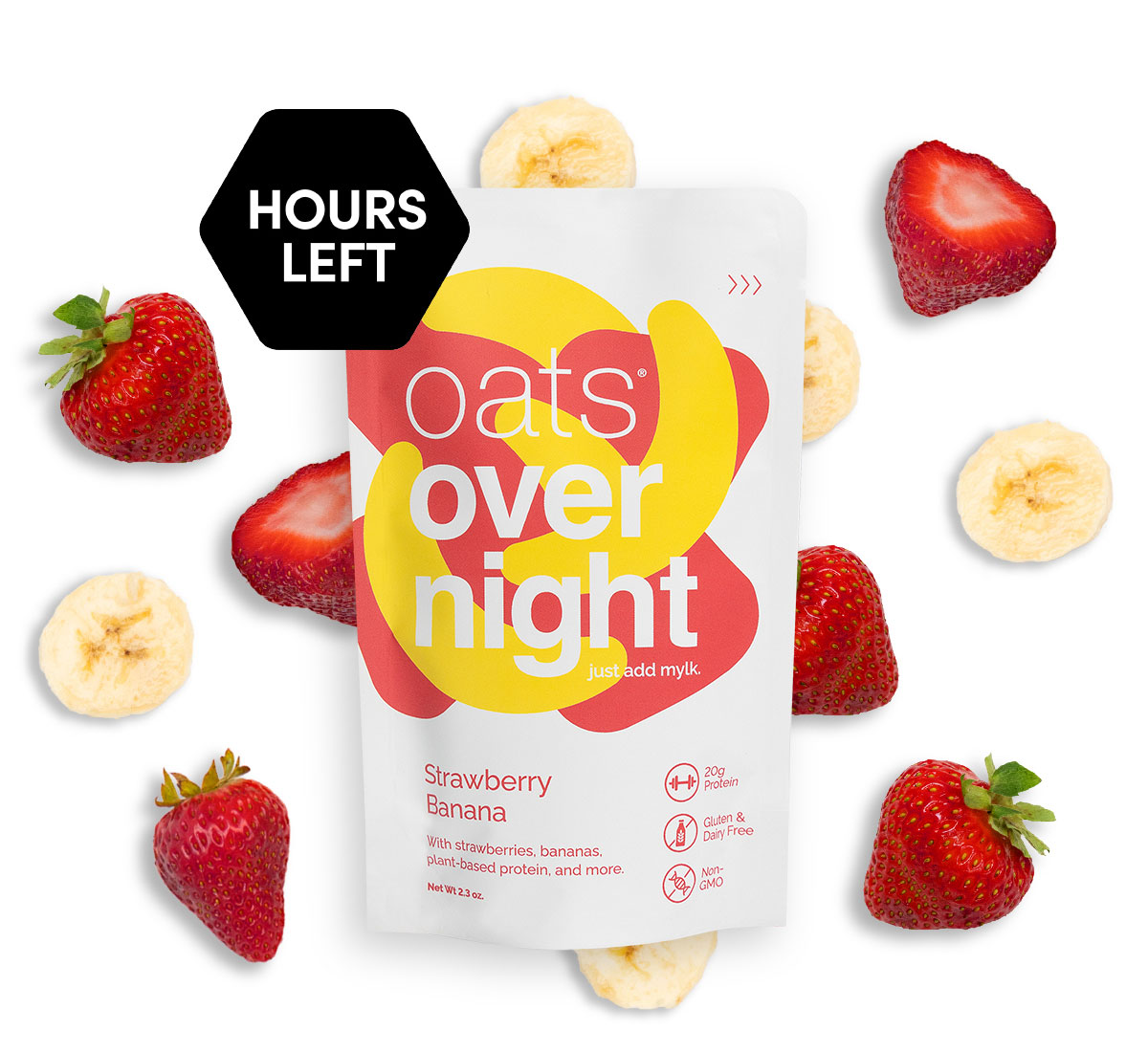 HOURS LEFT | oats® overnight just add mylk. | Strawberry Banana