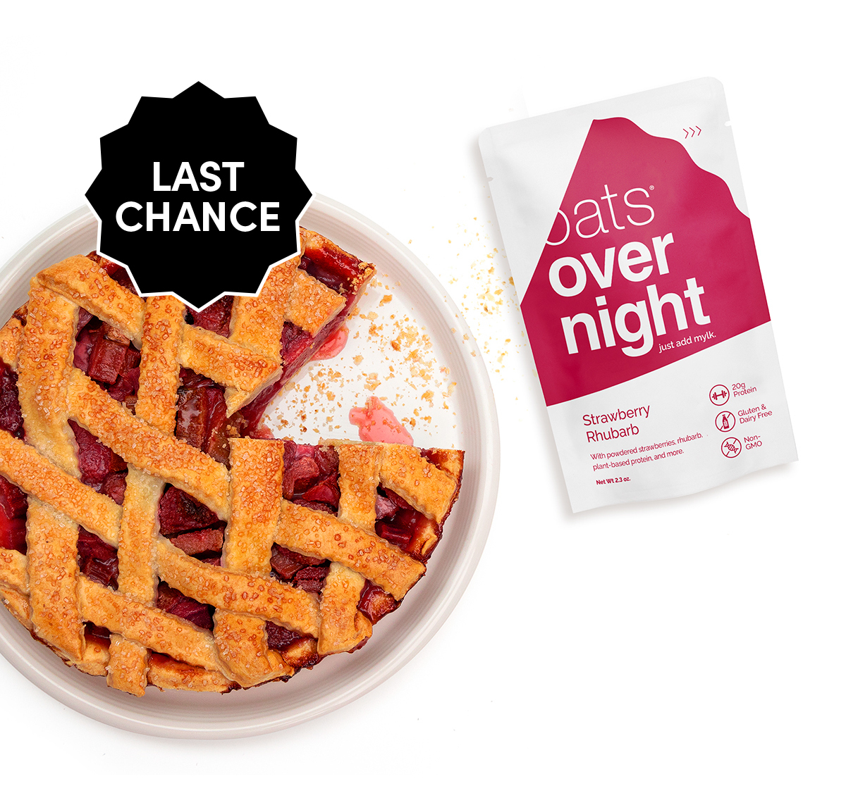 Last Chance | oats® overnight just add mylk | Strawberry Rhubarb