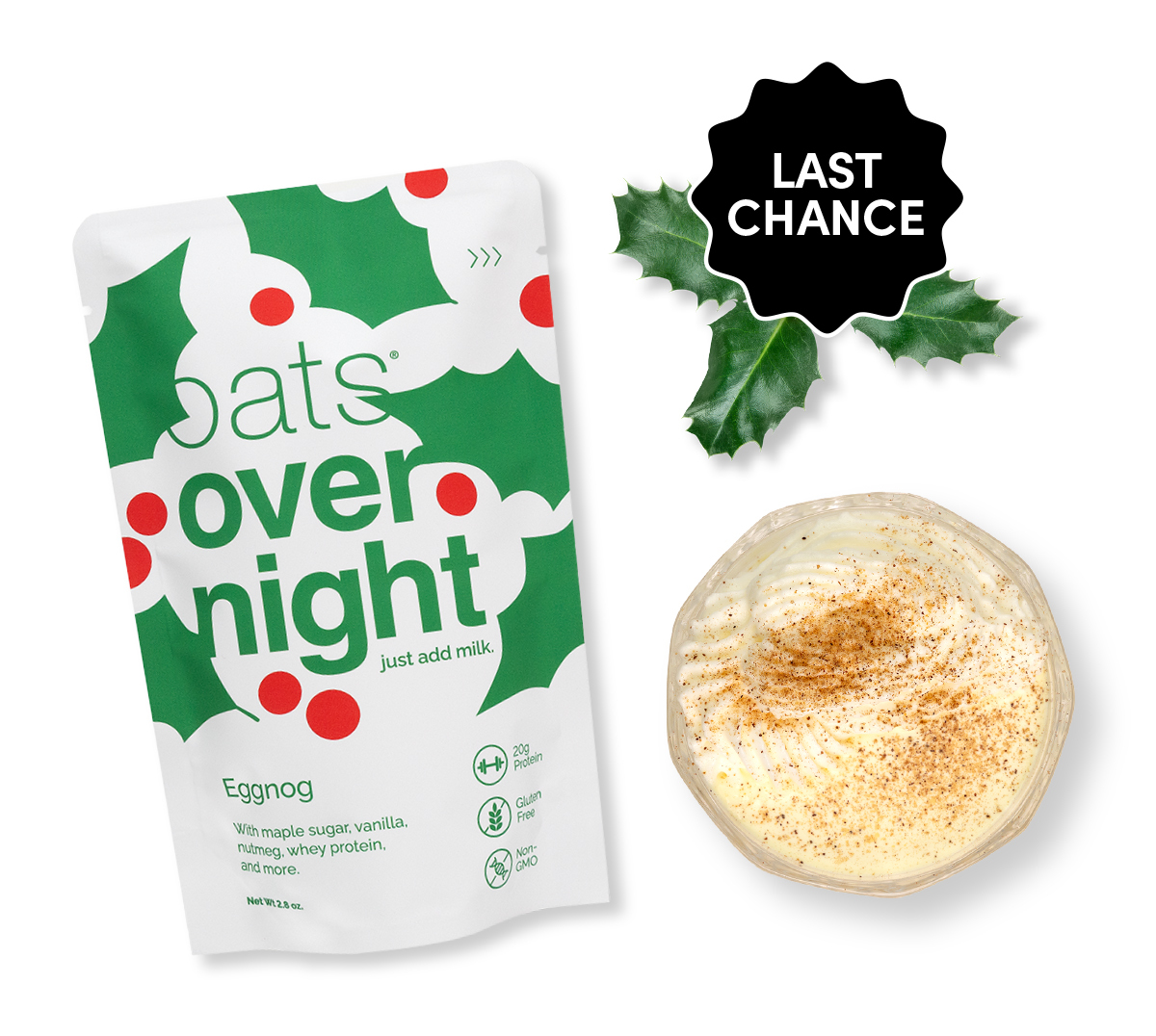 Last Chance | oats® overnight just add milk | Eggnog