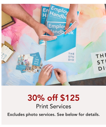 Save 30% PAPER SOLO 30% off $225 Print Services purchase