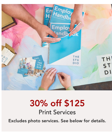 30% off $225 Print Services purchase