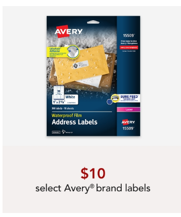 $10 select Avery Brand Labels