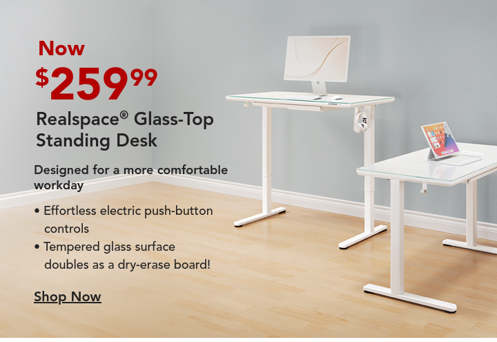 Realspace Glass- Top Standing Desk