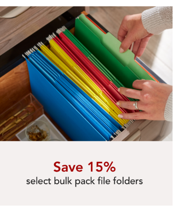 Save 15% Off Select Bulk Pack File Folders