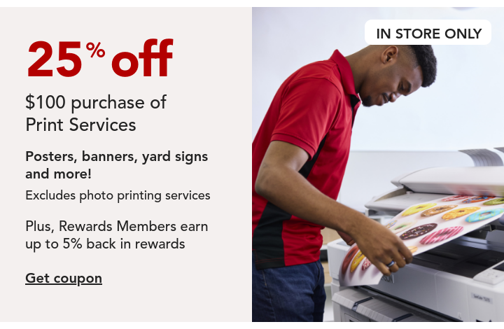 25% off $100 Purchase of Print Services