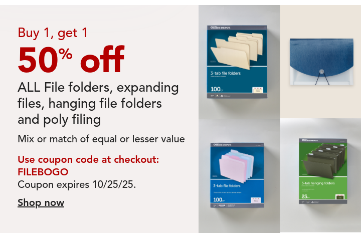 Buy 1 Get 1 50% off File Folders