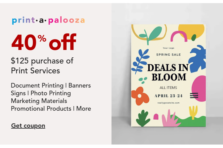 40% off $125 Purchase of Print Services