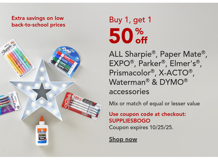 B1G1 50% off ALL Sharpie, Paper Mate, EXPO