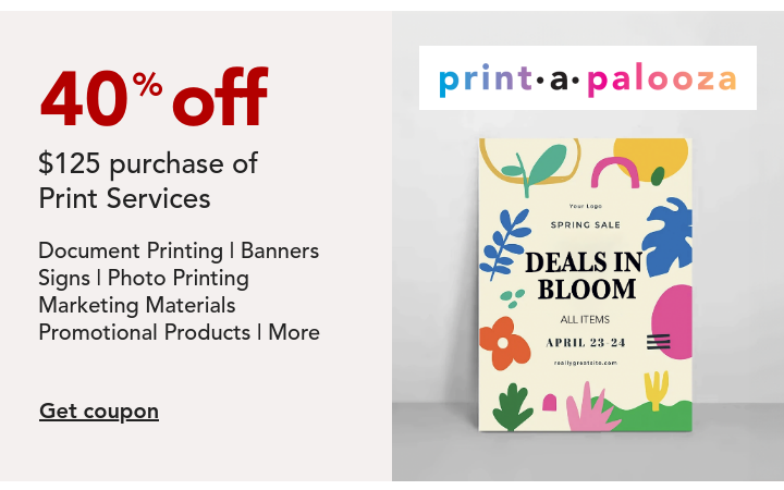 40% off $125 Purchase of Print Services