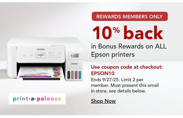 10% Back in rewards on ALL Epson printers