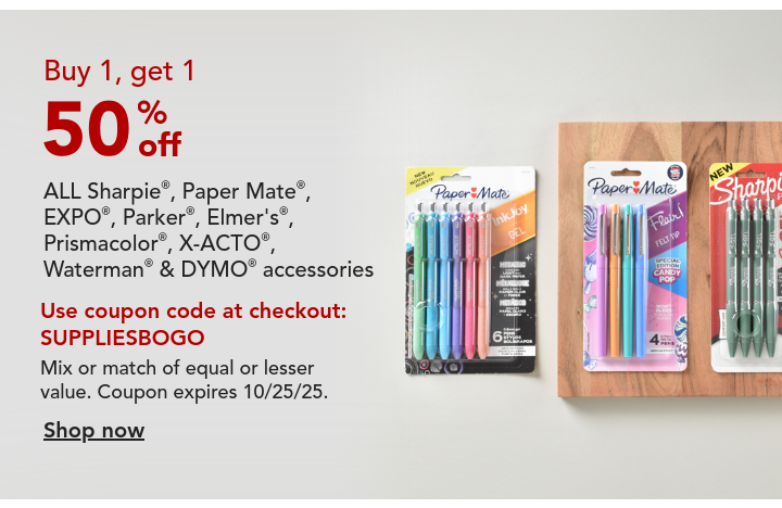  buy one get one 50% off newell writing products