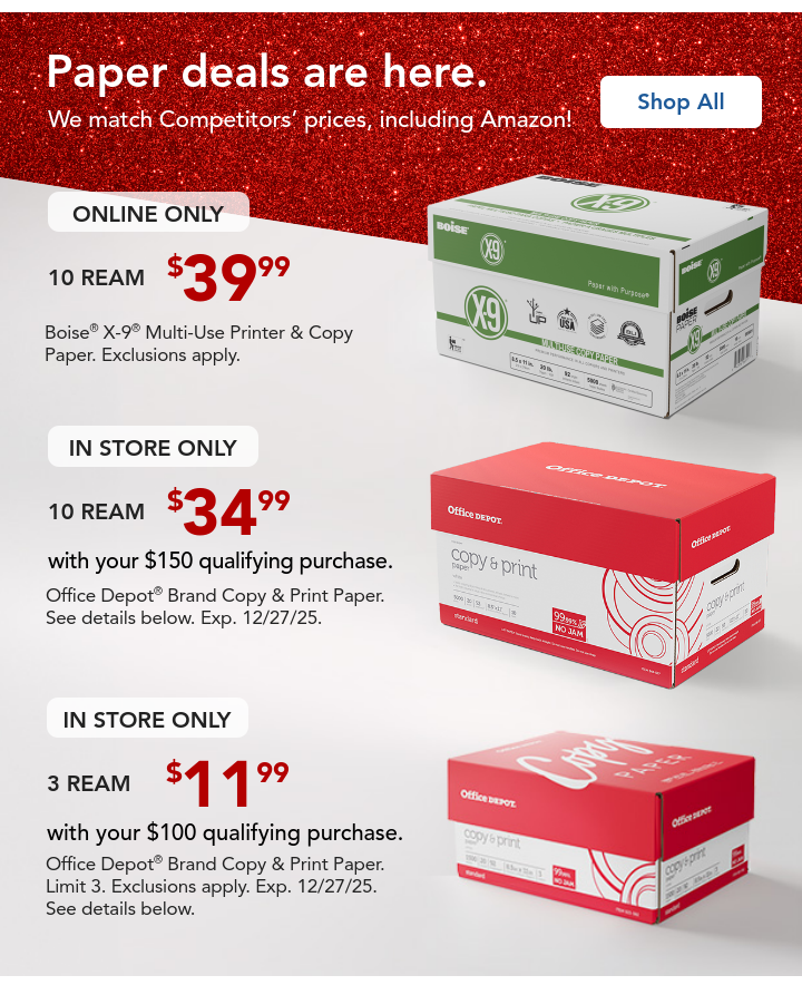 online and in store paper deals