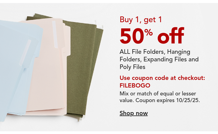 bogo 50% file folders