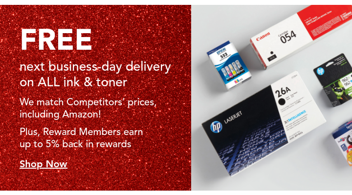 free next business day delivery on all ink and toner