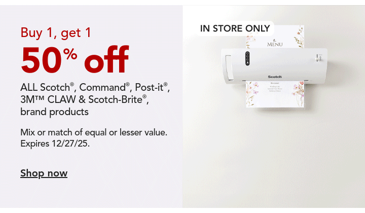 buy one get one 50% off 3m products