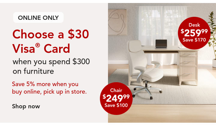 spend $300 on furniture get $30 visa gift card